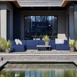 Bellagio Outdoor Footstool, sunbrella source, loch