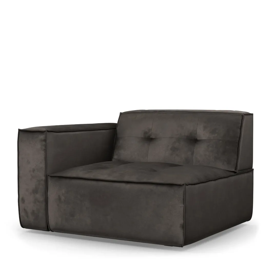 Brandon Corner Arm Left, velvet, grimaldi grey