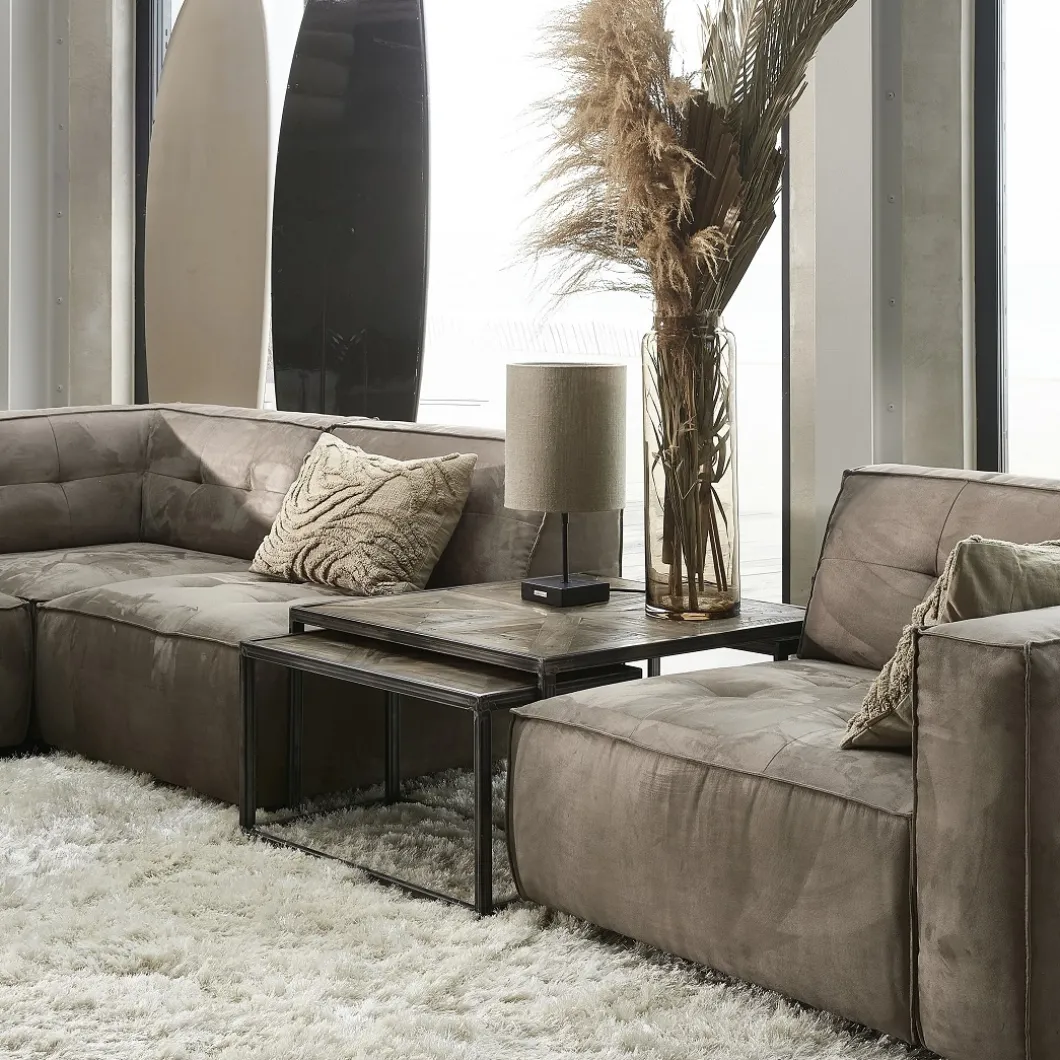 Brandon Corner Arm Left, velvet, grimaldi grey