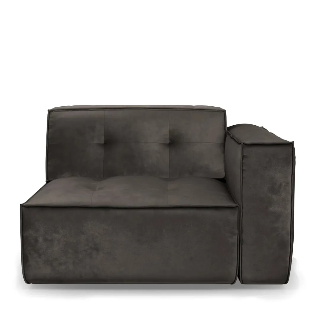 Brandon Corner Arm Right, velvet, grimaldi grey