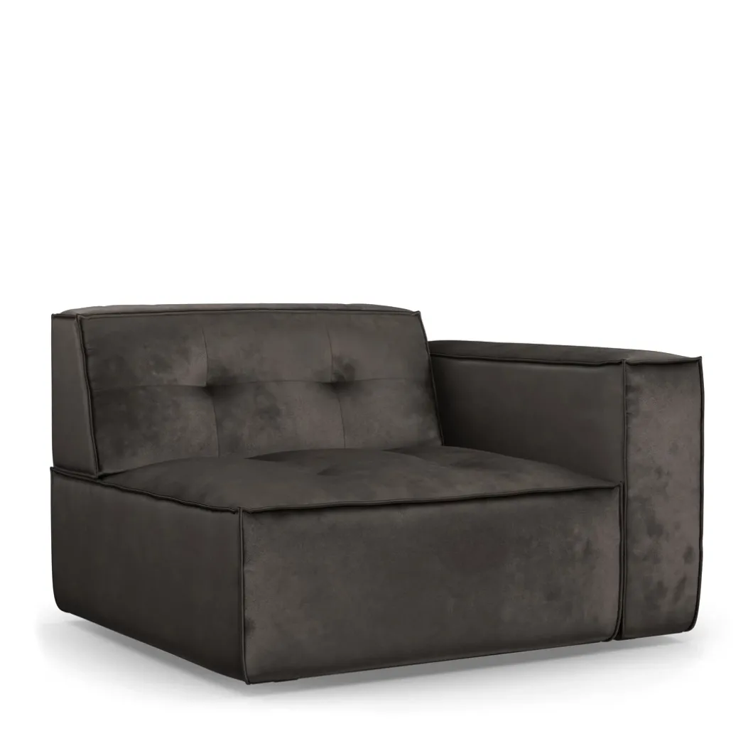 Brandon Corner Arm Right, velvet, grimaldi grey