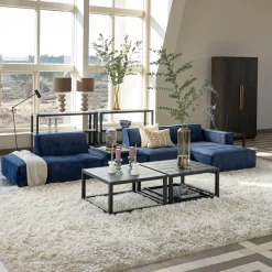 Brandon Lounger Left, velvet, estate blue