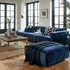 Brandon Lounger Left, velvet, estate blue