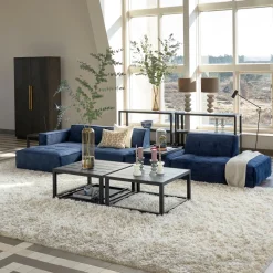 Brandon Lounger Right, velvet, estate blue