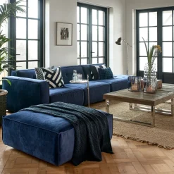 Brandon Lounger Right, velvet, estate blue