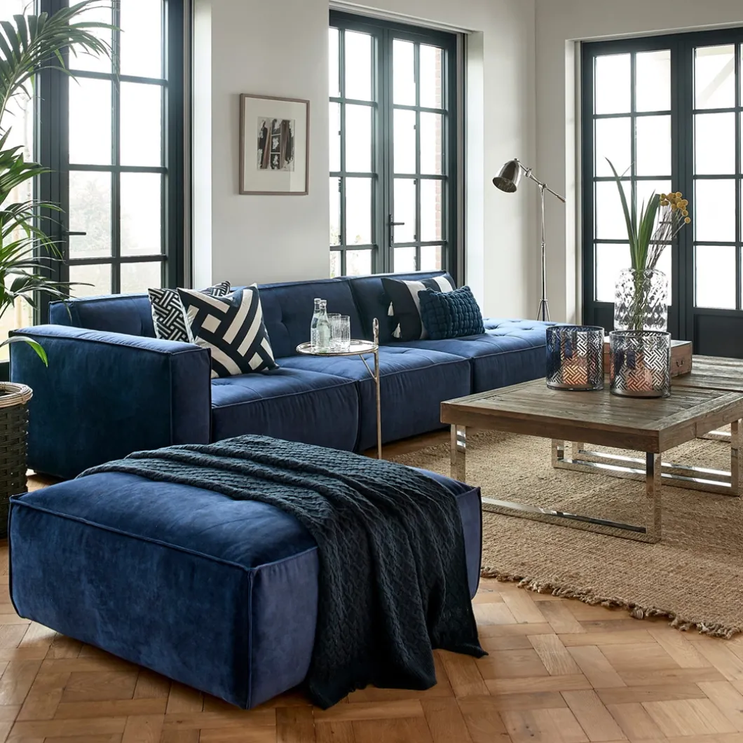 Brandon Lounger Right, velvet, estate blue