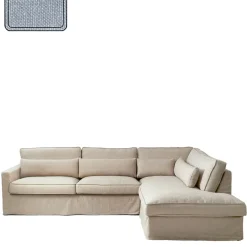 Brompton Cross Corner Sofa Chaise Longue Right, washed cotton, ice blue