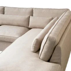 Brompton Cross Corner Sofa Chaise Longue Right, washed cotton, ice blue