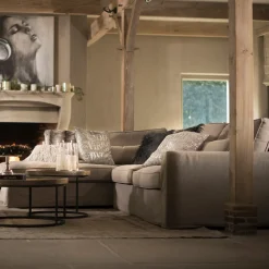 Brompton Cross Corner Sofa Chaise Longue Left, velvet, golden beige