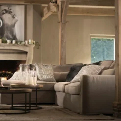 Brompton Cross Corner Sofa Chaise Longue Right, velvet, golden beige