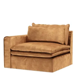 Continental Corner Left, velvet, cognac