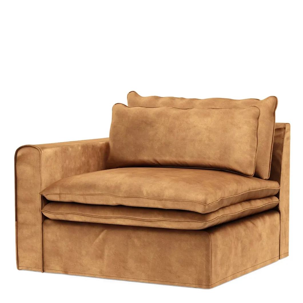 Continental Corner Left, velvet, cognac