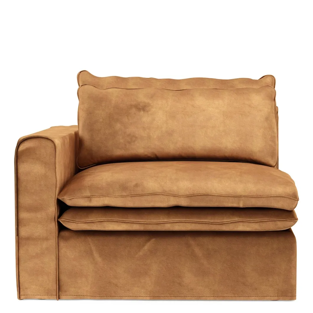 Continental Corner Left, velvet, cognac