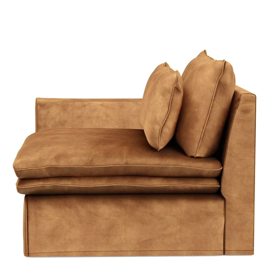 Continental Corner Left, velvet, cognac