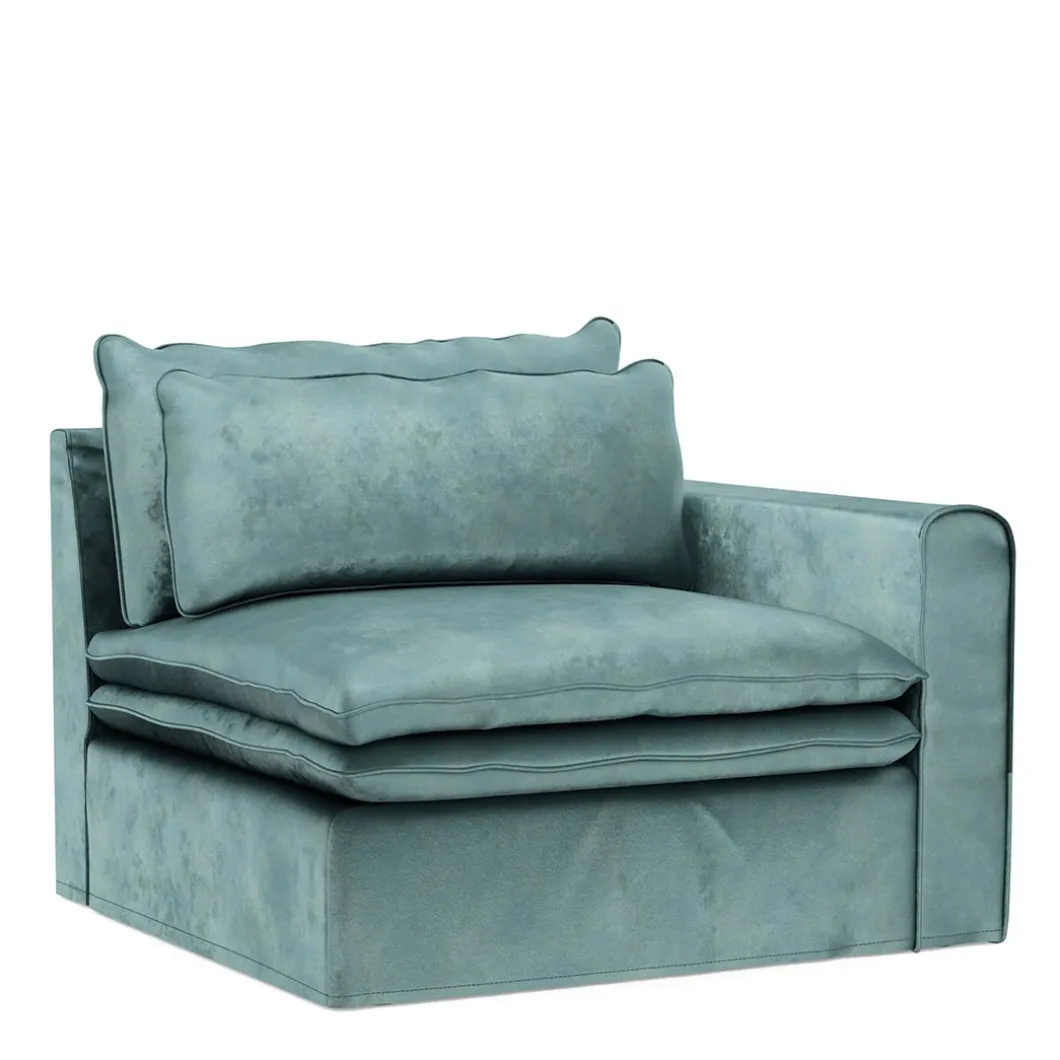 Continental Corner Right, velvet, mineral blue