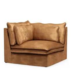 Continental Corner, velvet, cognac
