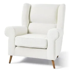 Delano Wing Chair, mouliné linen, pristine white