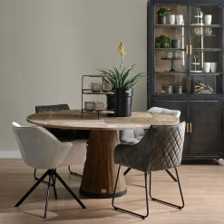 Draaibare Eetkamerstoel Carnaby, Fabulous Flax, Mouliné Linen