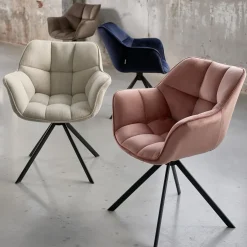 Draaibare Eetkamerstoel Carnaby, Fabulous Flax, Mouliné Linen