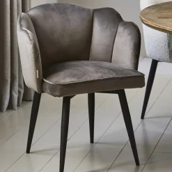 Draaibare Eetkamerstoel Dauphine, Anthracite, Velvet
