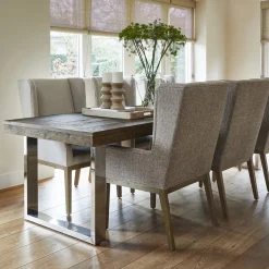 Eetkamerstoel Ascot, Glossy Flax, Chenille Jacquard