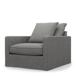 Fauteuil Lennox, Grey, Washed Cotton
