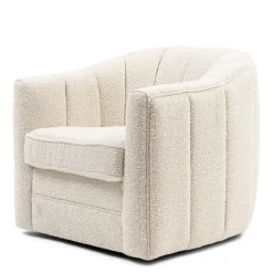 Fauteuil St. Lewis Swivel, White Sand, Bouclé
