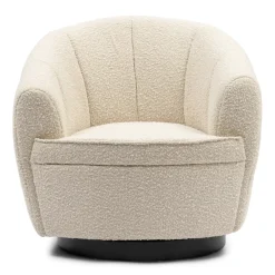 Fauteuil The Countess Swivel, White Sand, Bouclé