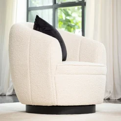 Fauteuil The Countess Swivel, White Sand, Bouclé