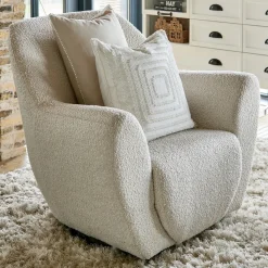Fauteuil The Jill Swivel, White Sand, Bouclé