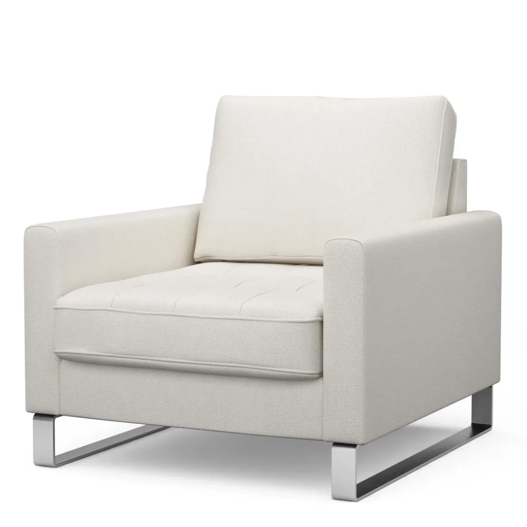Fauteuil West Houston, Alaskan White, Oxford Weave