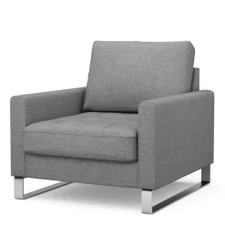 Fauteuil West Houston, Grey, Washed Cotton