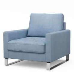 Fauteuil West Houston, Ice Blue, Washed Cotton