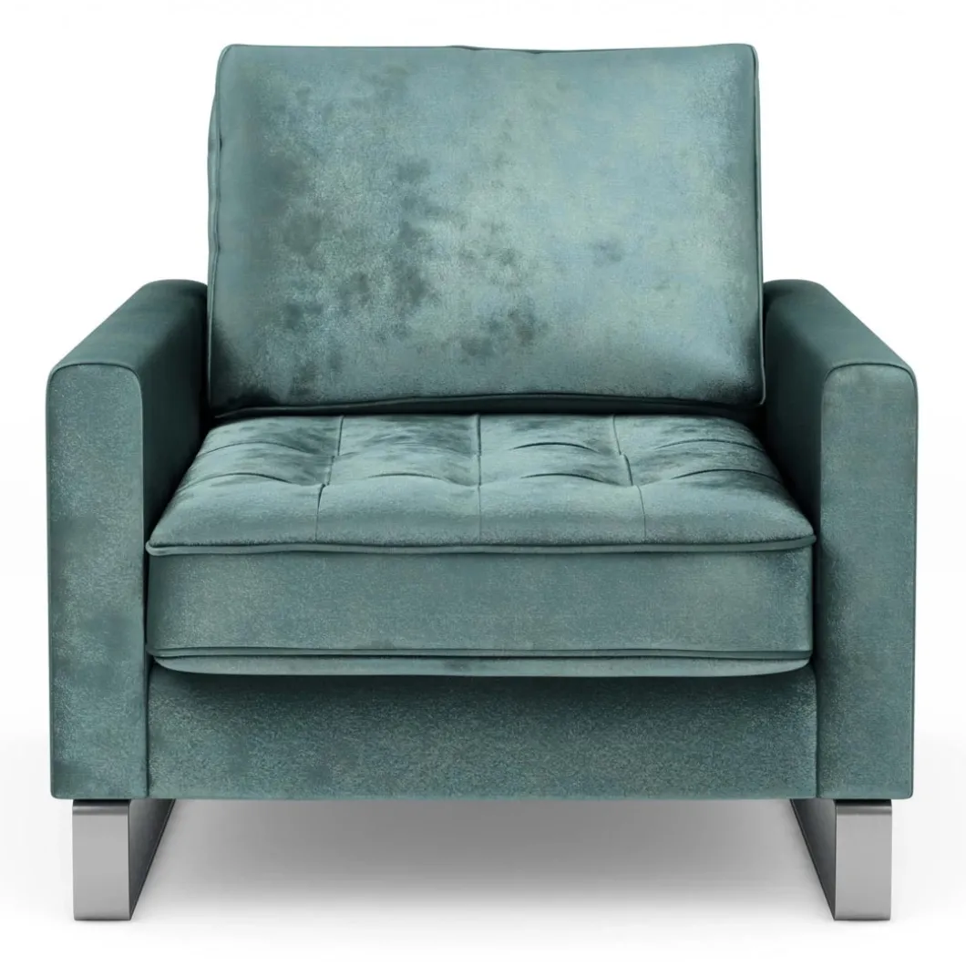 Fauteuil West Houston, Mineral Blue, Velvet