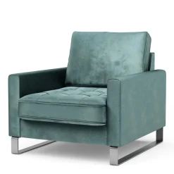 Fauteuil West Houston, Mineral Blue, Velvet