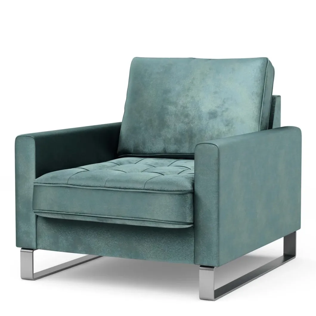 Fauteuil West Houston, Mineral Blue, Velvet