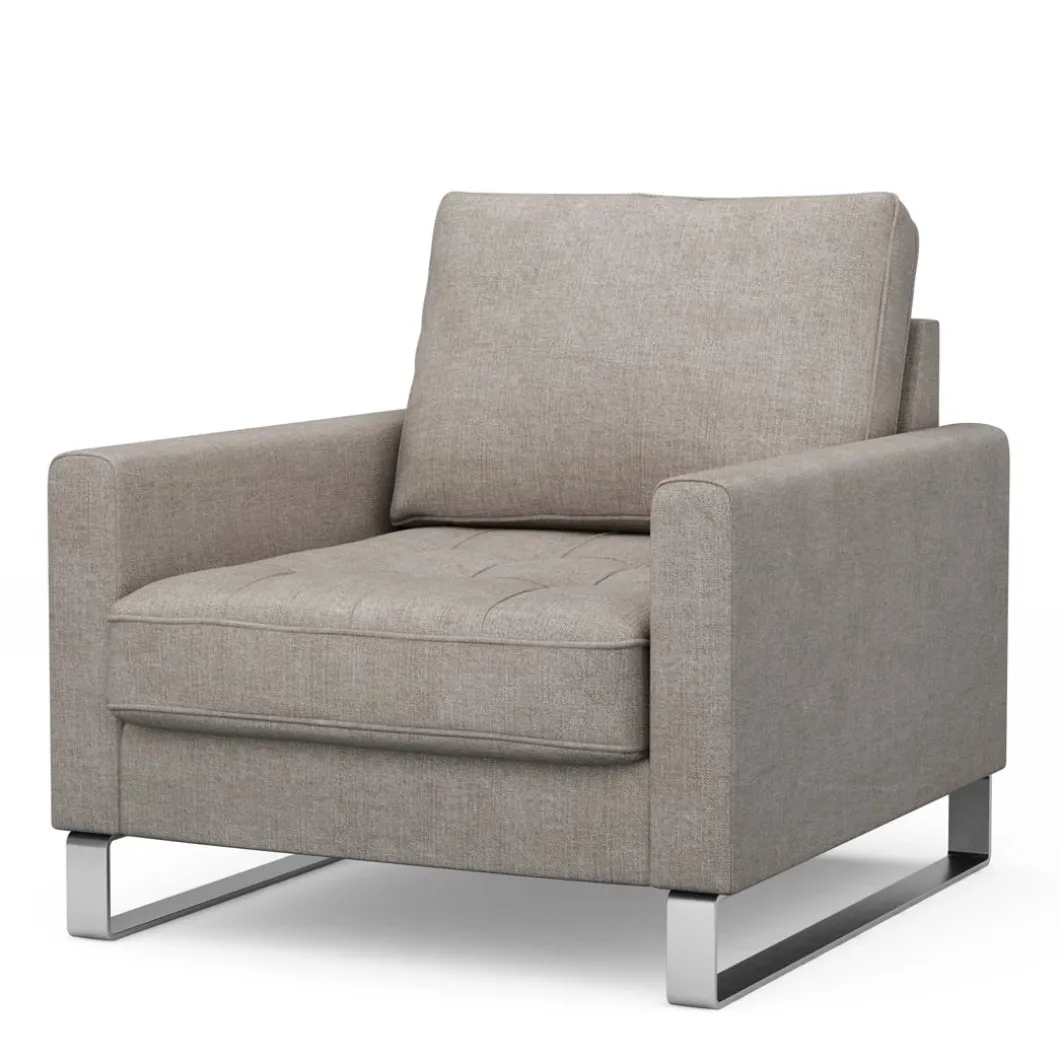Fauteuil West Houston, Stone, Washed Cotton