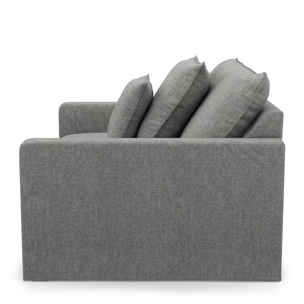 Love Seat Lennox, Grey, Washed Cotton