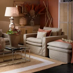 Loveseat Continental, Ash Grey, Washed Cotton