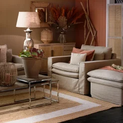 Loveseat Continental, Grey, Washed Cotton