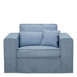 Loveseat Metropolis, Ice Blue, Washed Cotton