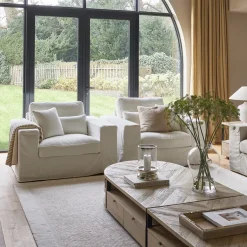 Loveseat Miles, Sparkling White, Copperfield Weave