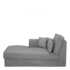 Metropolis Chaise Longue Left, washed cotton, grey