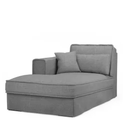 Metropolis Chaise Longue Left, washed cotton, grey