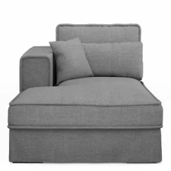 Metropolis Chaise Longue Left, washed cotton, grey