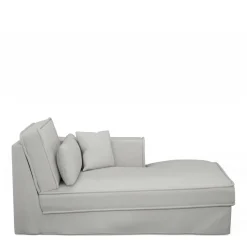 Metropolis Chaise Longue Right, washed cotton, ash grey