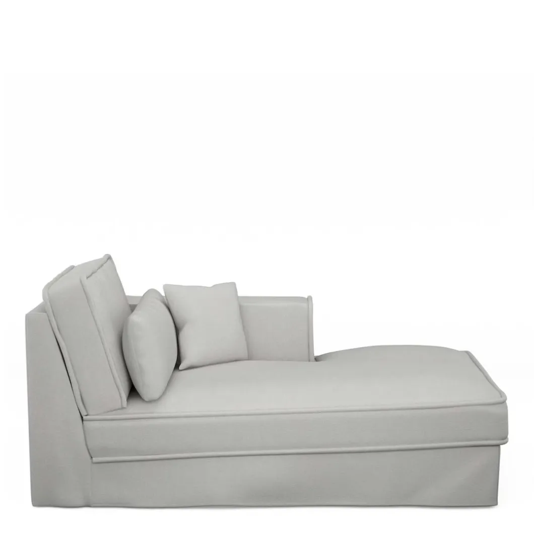 Metropolis Chaise Longue Right, washed cotton, ash grey
