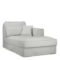 Metropolis Chaise Longue Right, washed cotton, ash grey