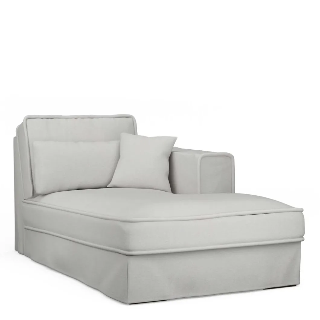 Metropolis Chaise Longue Right, washed cotton, ash grey