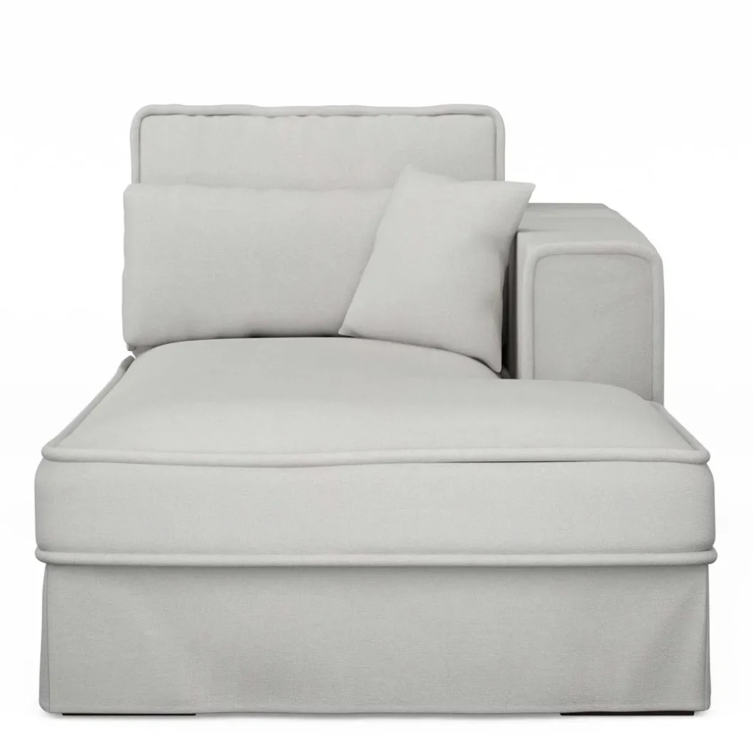 Metropolis Chaise Longue Right, washed cotton, ash grey